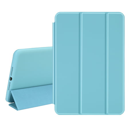 TKOOFN Ultra Thin One Single Piece Design PU Leather Smart Cover Case [Wake/Sleep Function] for Apple iPad Mini 1 2 (Best Thin Ipad Mini Case)