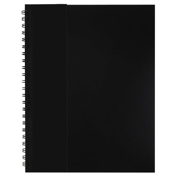 Poly Cover Sketch Book, 9x12 Inch Heavyweight Black Sketchbook, 75 Sheets Acid Free Paper, Spiral Bound, For Pencils, Colored Pencils, Crayons, Dry Media, Drawing, Sketching, Artists, Students