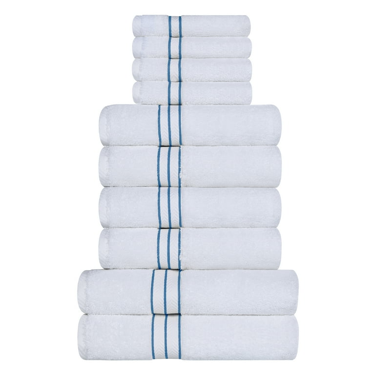 BNM Turkish Cotton Luxury Hotel 6 Piece Hand Towel Set, Navy Blue