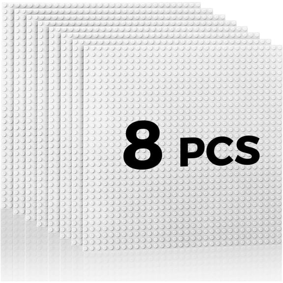 Classic Baseplates Building Plates for Building Bricks 100% Compatible with All Major Brands-Baseplate 10" x 10", White,Pack of 8