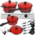 thumbnail image 1 of OUNONA 1 Set Toy Dishes and Cookware for Kids Play Kitchens Role Play Develop Mind in Red White 28 7In, 1 of 8