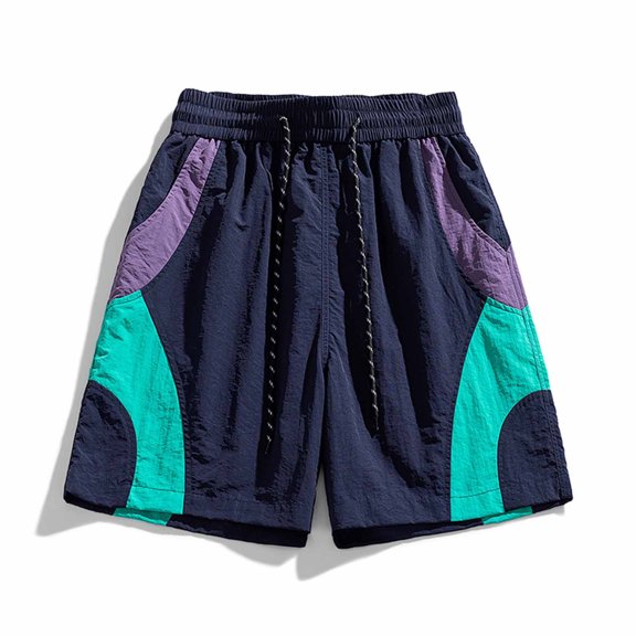 JOANKDMI Athletic Shorts for Women with Pockets Basketball Wide Leg Drawstring Quick Dry Color Patchwork Straight Comfortable Elastic Waisted Bottoms Sports Gym Outdoor Shorts