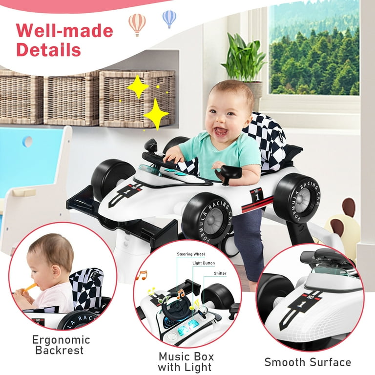 INFANS Foldable Baby Walker, 3 in 1 Toddler Walker Bouncer, Adjustable