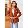 thumbnail image 4 of ORUYROP Women's Solid Color Casual Long Sleeve Lapel Button Blazer Jacket, 4 of 6