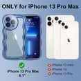 thumbnail image 2 of for iPhone 13 Pro Max Case, Cute Curly Wave Frame Shape with Plating Edge, Camera Lens Cover & Soft TPU Silicone Heavy Duty Shockproof Protection Clear Phone case for iPhone 13 Pro Max, Blue, 2 of 16
