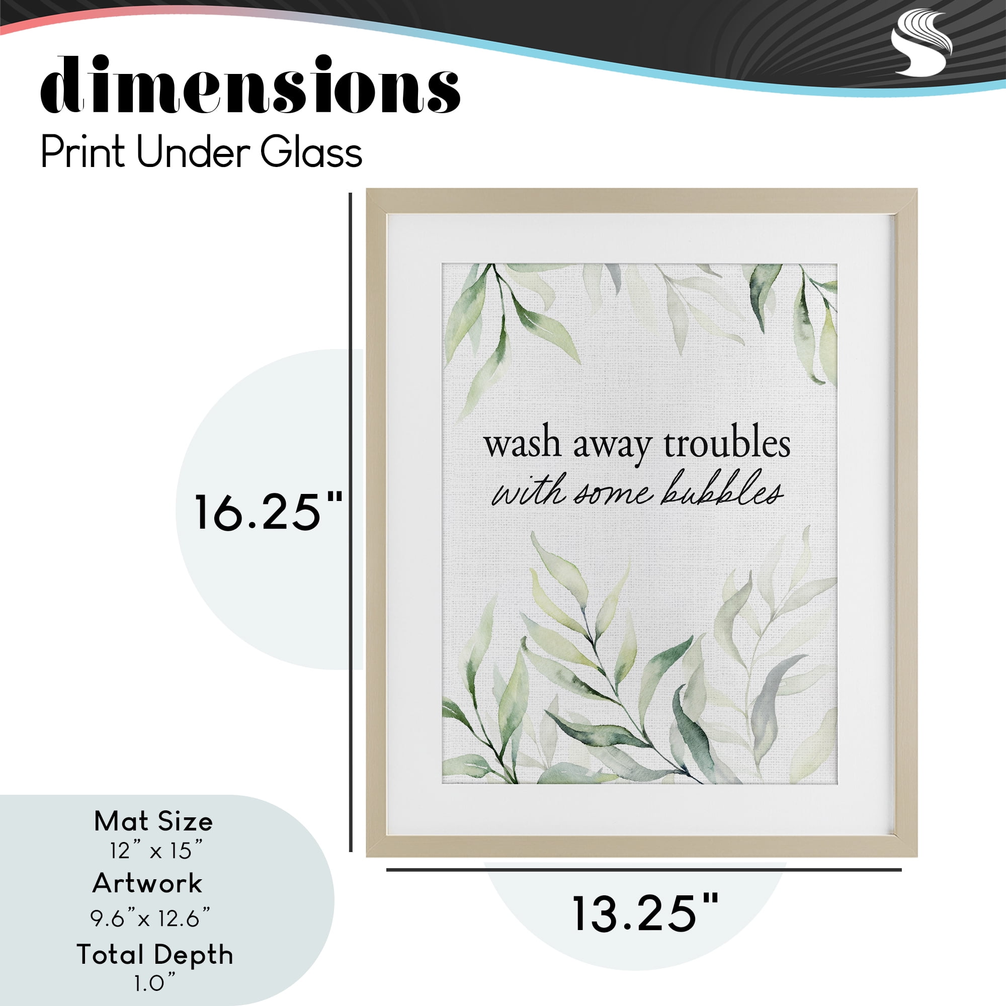 Zen Wash Away Troubles Birch Framed Print Under Glass, design by Lettered and Lined