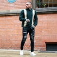 thumbnail image 6 of Smawell Men Striped Cardigan, Lapel Collar Button‑Up Knit Sweater, Vintage Vertical Stripe Long Sleeve Polo Knit Jacket For Men Daily Casual Outdoor Streetwear, 6 of 6