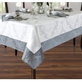 thumbnail image 5 of Newbridge Valencia Two Tone Bordered Damask Fabric Tablecloth, Wrinkle and Stain Resistant Fine Dining Holiday Hotel Quality Tablecloth, 52 Inch x 52 Inch Square, White/Silver, 5 of 7