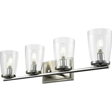 28 Inch Chrome Base - Bathroom Vanity 4 Light With Chrome Finished Candelabra Bulbs 28 inch 240 Watts