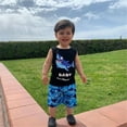 thumbnail image 3 of Toddler Baby Boy Clothes Set Sleeveless Shirt Shorts Summer Outfits Black 2-3T, 3 of 6