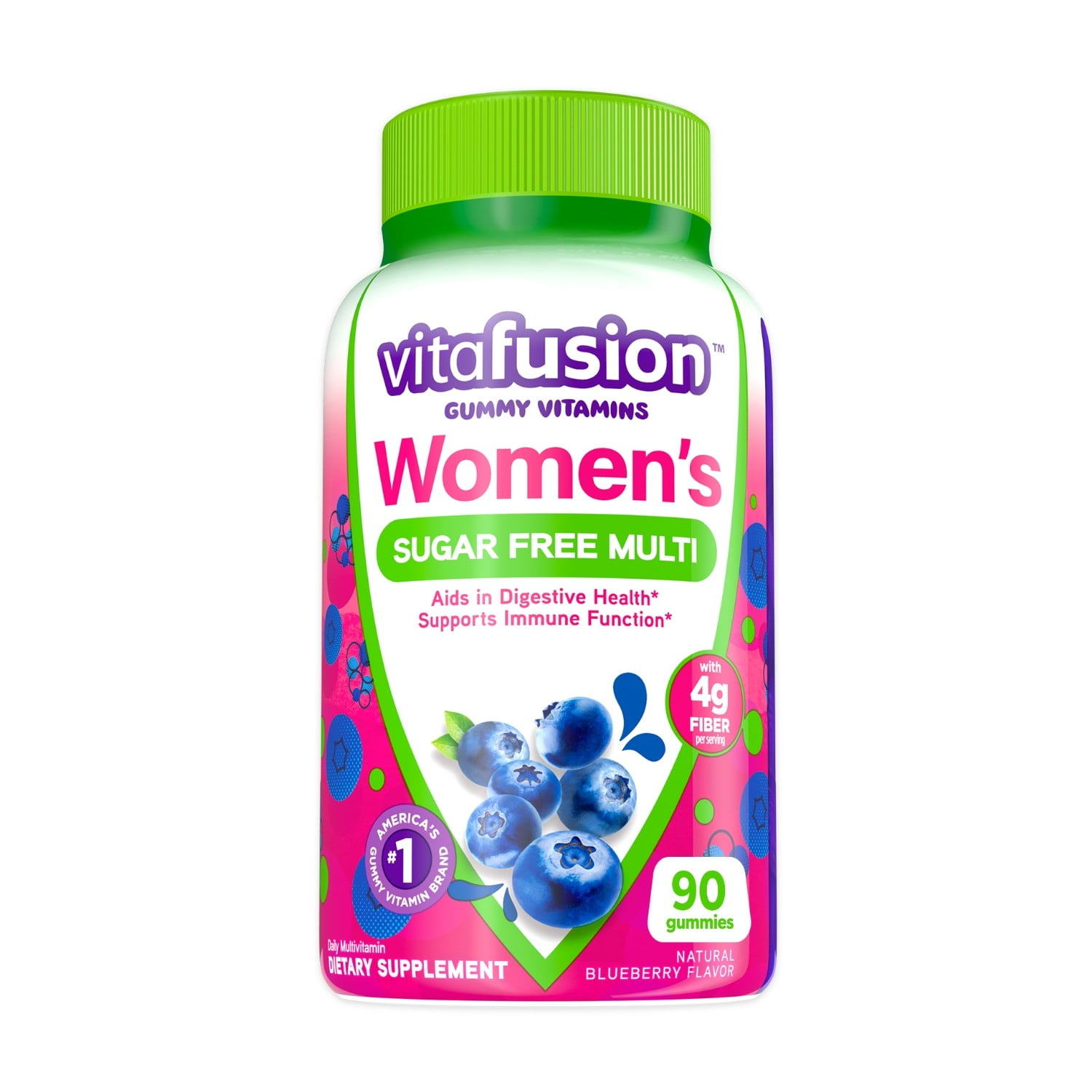 Vitafusion Women's Sugar Free Daily Multivitamin Gummy, Blueberry Flavored