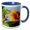 Blue/White, variant on 3drose, a Ruby-throated Hummingbird and Carpenter Bee Enjoying a Sunflower., 11oz Two-tone Yellow Mug
