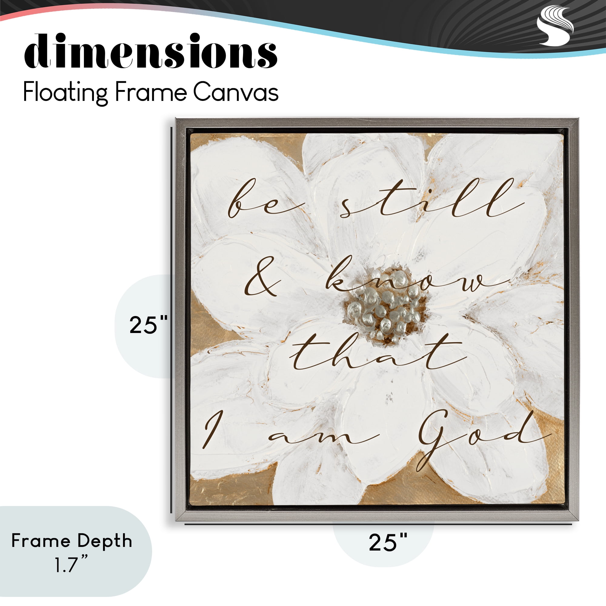 Stupell Industries Be Still with White Magnolia Gray Framed Floater Canvas Wall Art, design by Lanie Loreth