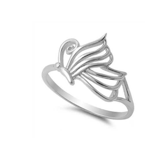925 Sterling Silver Butterfly Angel Ring Size 10