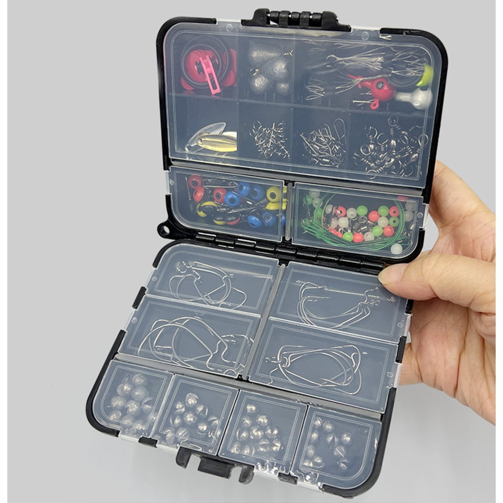 WINDLAND 188pcs Multiple Compartment Fishing Tackle Box Include Beads Fishing Accessories