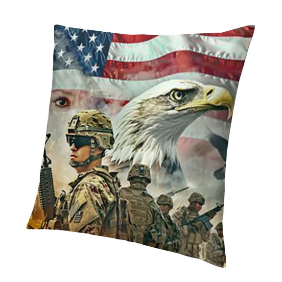 USA Flag Throw Pillow Cover American Military Soldiers with Art Print Decorative Pillow Case Home Decor Square Pillowcase