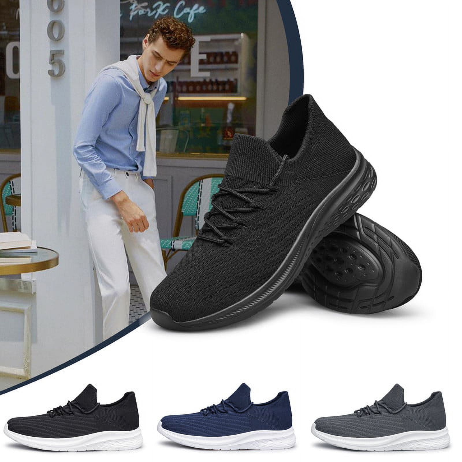 vibdiv Mens Slip On Walking Shoes Lightweight Breathable Non Slip Running Shoes Comfortable Fashion Sneakers for Men All Black Size 7