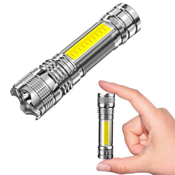 Visland 2 Pcs Lampe de Poche LED 4 Modes Réglable USB Rechargeable Super Lumineuse Portable Plein Air Pêche Randonnée Camping Torche Portative