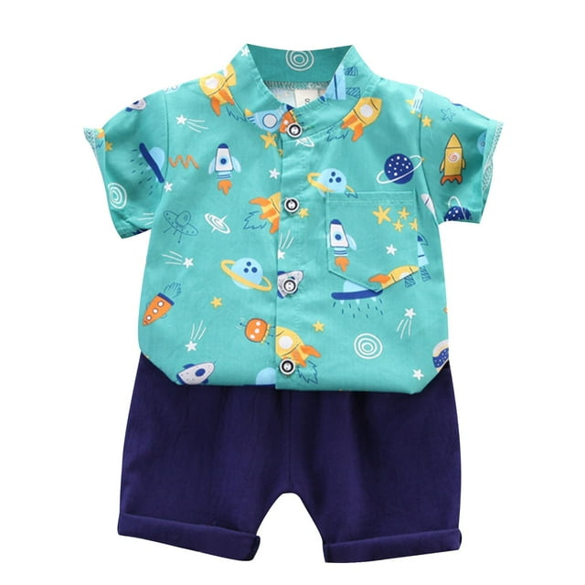 Odeerbi 1-8 Años Conjunto de Verano Para Niños de Hawaianos Camiseta de Manga Corta de Algodón Con Estampado Tropical Conjunto de Dos Piezas de Gráficos
