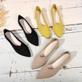 thumbnail image 3 of Women's Pointed Toe Flat Shoes Solid Color Knitted Slip on Shoes Casual Breathable Ballet Flats Women Flat Shoes Loafers Women, 3 of 5