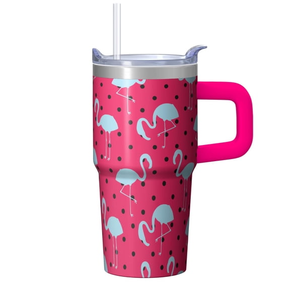 20OZ Flamingo Lover Tumbler with Handle Insulated Coffee Mug Gifts for Women Perfect for Birthday Christmas Presents Office Work Travel Outdoor Picnics Gatherings