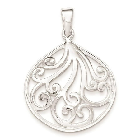 925 Sterling Silver Polished Fancy Swirl Charm Pendant