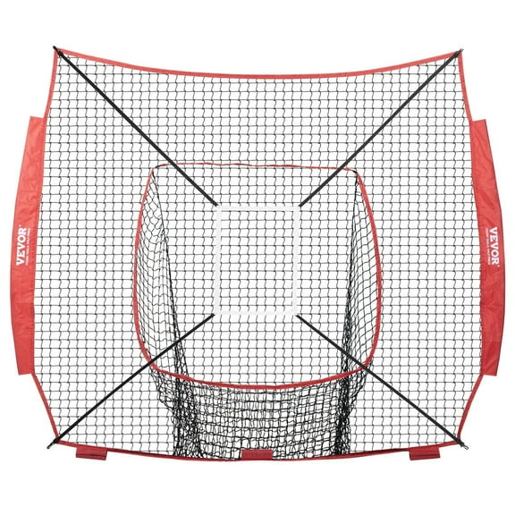 7x7 ft Baseball Softball Practice Net, Portable Baseball Training Net for Hitting Batting Catching Pitching, Backstop Baseball Equipment Training Aids with Strike Zone Default