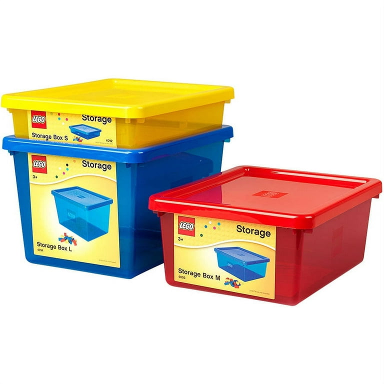5 Four Lego Bins Red Plastic Storage Container Cases Carry Box Truck Cars  Houses Town Cities Building Toys Construction Free USA Shipping 