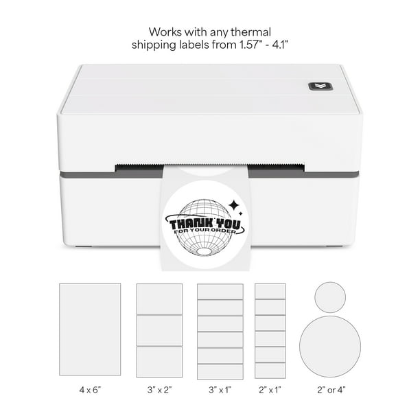MUNBYN RW411B Bluetooth Shipping Label Printer + 2" Circle Labels + Holder, Compatible With Mobile/PC