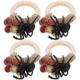 thumbnail image 1 of Halloween Spider Napkin Rings Unique Serviette Ring for Dining Table Decor Red Color Wood Twine Plastic 6 Pieces, 1 of 1