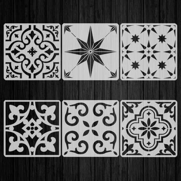 Juego de plantillas para suelo, 6 piezas, plástico PET QCSZAO, 30 x 30 cm