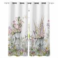 Blackout Room Darkening Curtains, Summer Watercolor Pink Flowers with