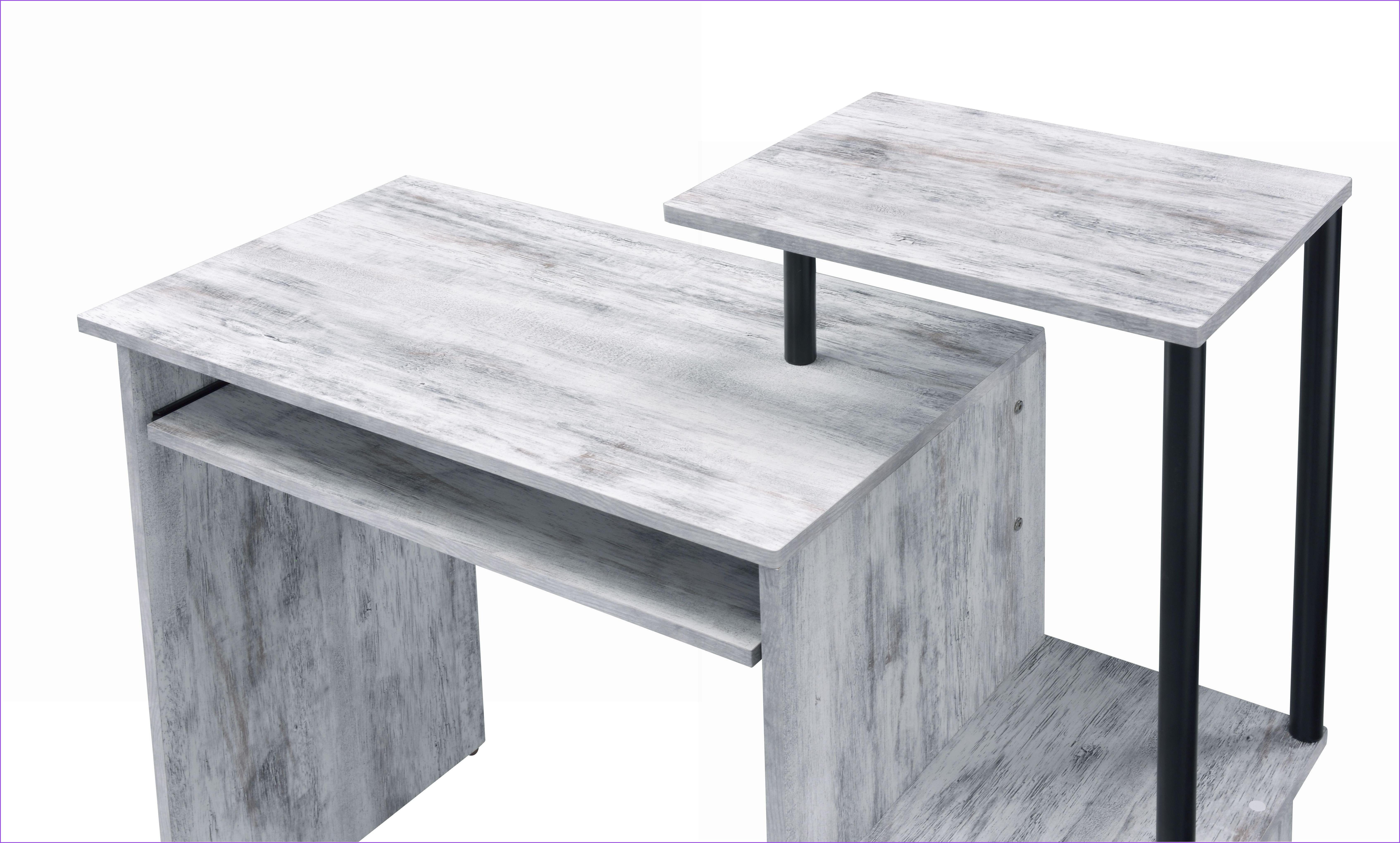 Computer Desks with Keyboard Tray, Storage & Shelf | Antique White & Black | Metal & Synthetic Wood