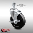 thumbnail image 2 of 5 Inch SS Soft Rubber Wheel Swivel 12mm Threaded Stem Caster with Brake SCC, 2 of 2