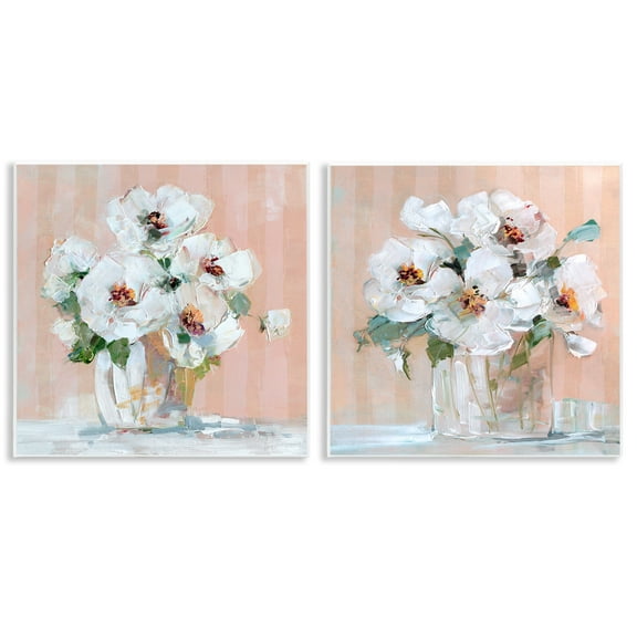 Stupell Industries Abstract Floral Vase Plants & Flowers Painting Unframed Art Print Wall Art, 12 x 12, Set of 2