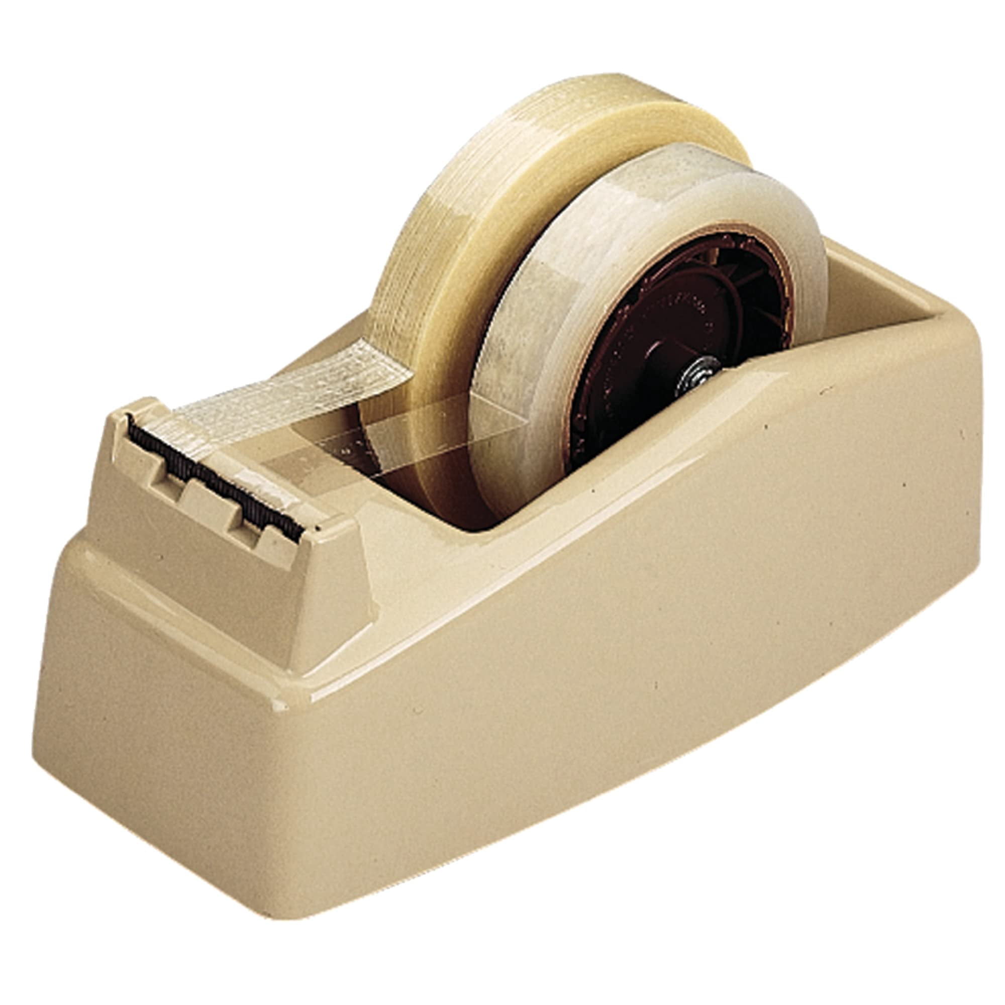 Scotch C-22 Two-Roll Desktop Tape Dispenser, 3" Core, High-Impact Plastic, Tan, 13.37 x 5.62 x 5.12"