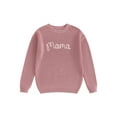 thumbnail image 1 of FOCUSNORM Chandails en Coton Assortis pour la Famille Maman et Moi Broderie Lettre Col Rond Tricot Confortable Chandail Chaud, 1 of 9