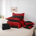 thumbnail image 6 of Homewish Abstract Geometric Striped 7 Pieces Bedding Comforter Set,Line Pattern Full Bedding Set,Red Black Fitted Sheet Flat Sheet For Kids,Super Cozy Room Decor Reversible, 6 of 8