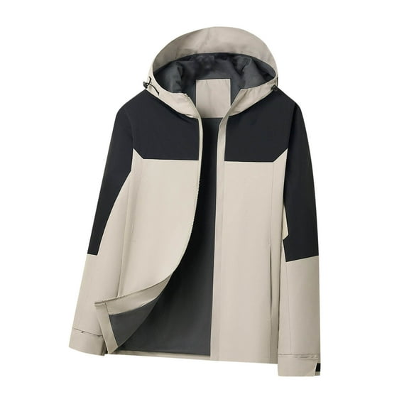 Mens Big & Tall Raincoats, Men's Rain Jacket Waterproof with Hooded Multi Pockets Hiking Coat Lightweight Windbreaker for Ski Hiking Travel M-5XL