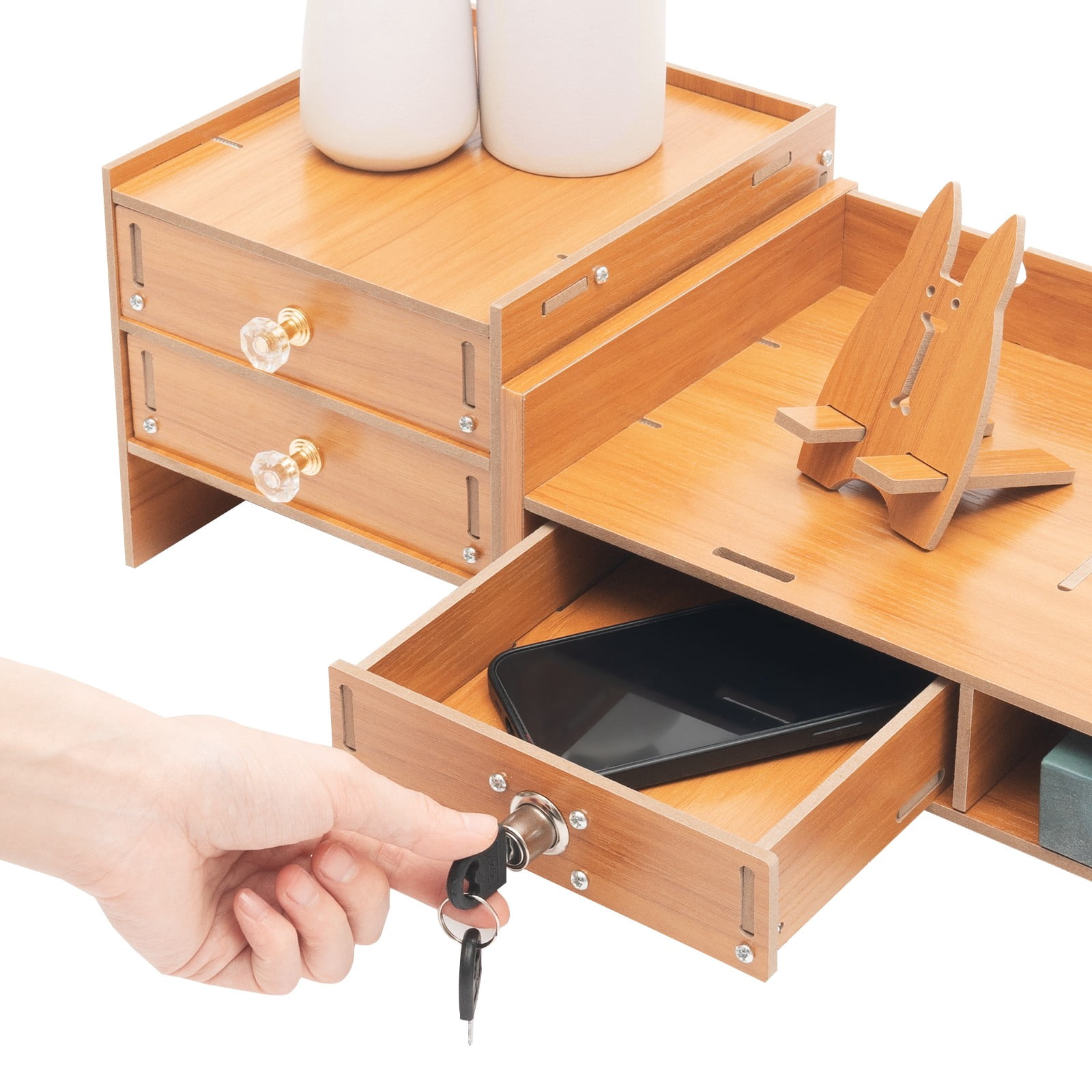 Monitor Stand Riser, Computer Monitor Stand Shelf with Storage, Durable Engineered Wood Desktop Organizer for Home Office
