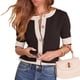 thumbnail image 2 of Cárdigan de Corta para Mujer, Cuello Redondo, Botones, Top de Punto Corto Negro XS, 2 of 7