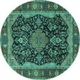 thumbnail image 1 of Ahgly Company Indoor Round Persian Turquoise Blue Traditional Area Rugs, 5' Round, 1 of 4