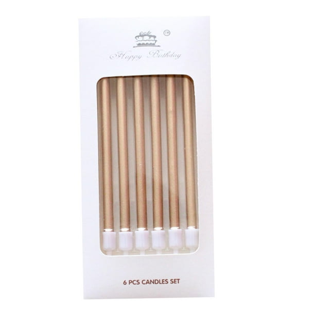 Paquete de 6 velas de cumpleaños finas para decoración de tartas de baby shower champán