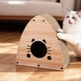 thumbnail image 4 of THE LICKER STORE Koko 19" Modern Cardboard Triangle Cat Cave Scratcher with Catnip, Brown Wood Pattern, 4 of 6