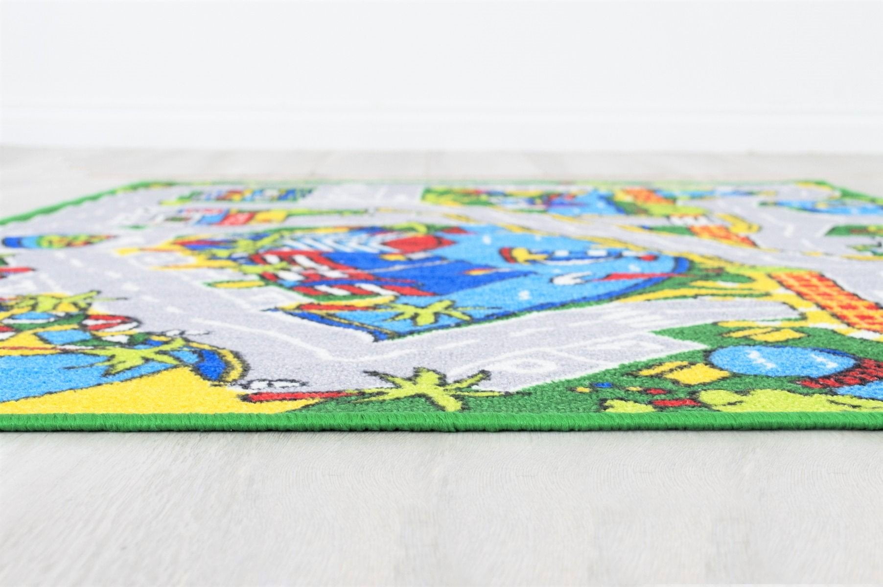 Kids Car Road Rugs Harbor Map Play mat for Classroom/Baby Room Non-Slip Rubber Back