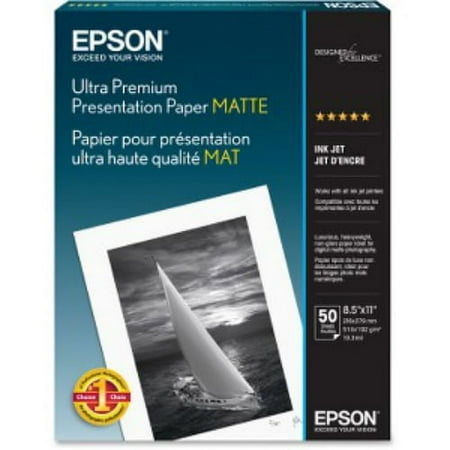 Epson Ultra Premium Presentation Paper MATTE (8.5x11 Inches, 50 Sheets) (S041341),White