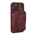 thumbnail image 2 of For iPhone 14 Zipper Card Bag Back Cover Phone Case(Wine Red), iPhone 14, 2 of 7