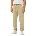 thumbnail image 5 of Mwjwdo Big Kids Boys Linen Blend Straight Pants, Solid Color with Large Pockets, Breathable Sports Casual Long Trousers Khaki 6 Years, 5 of 6