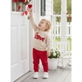 thumbnail image 3 of Jxzom Toddler Baby Boy Girl Valentines Day Outfit Heart Embroidery Long Sleeve Letter Print Crewneck Sweatshirt Tops Long Pants 2Pcs Spring Clothes Set, 3 of 10
