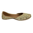 thumbnail image 3 of Women Cream Gold Designer Juti Punjabi Jutti Ethnic Mojari Handmade Sandals US 10/ EURO 42, 3 of 5